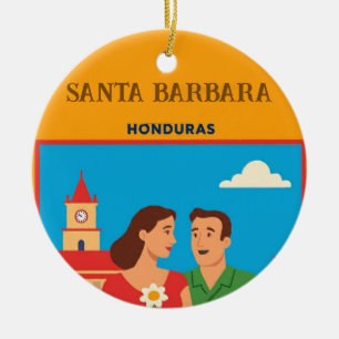 Honduras Santa Barbara Retro poster Ceramic Ornament