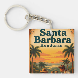 Honduras Santa Barbara Retro poster Key Ring