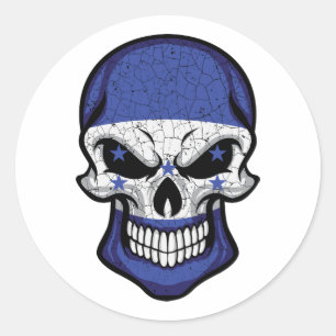 Honduras Smiling Skull Flag Classic Round Sticker