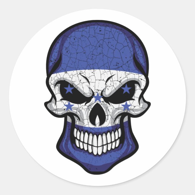 Honduras Smiling Skull Flag  Classic Round Sticker (Front)
