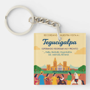 Honduras TEGUCIGALPA DC Retro poster Key Ring