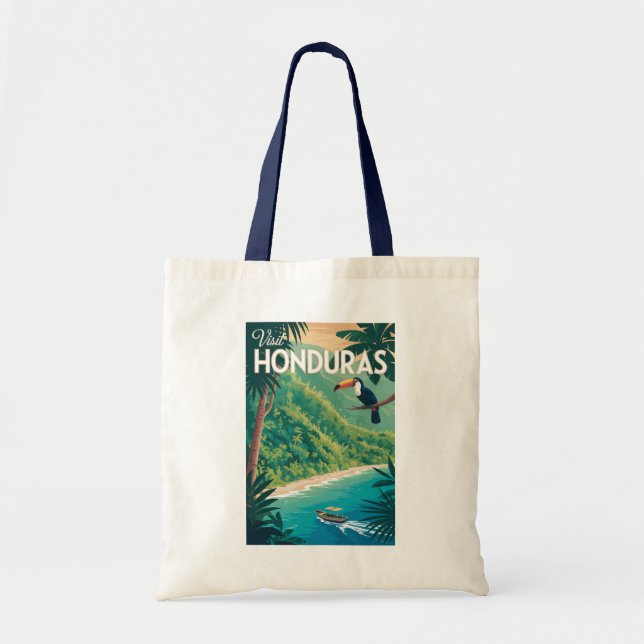 Honduras Toucan Illustration Travel Art Vintage Tote Bag (Front)