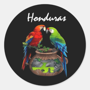 Honduras Trip Scarlet Macaw Honduras Family Vacati Classic Round Sticker