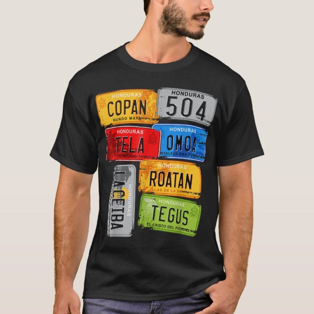 Honduras, turistic car plates, Copan, Tela, Omoa_1 T-Shirt (Front)