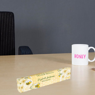 Honecomb happy bumble bees florals boss babe fun nameplate