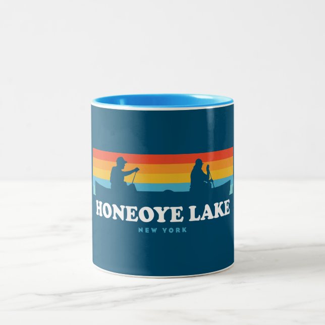 Honeoye Lake New York Canoe Two-Tone Coffee Mug (Center)