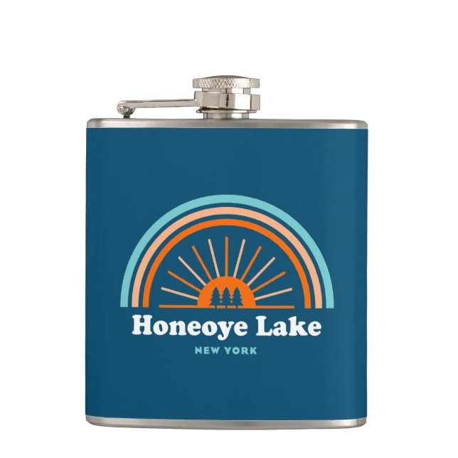  Honeoye Lake New York Rainbow Hip Flask (Front)