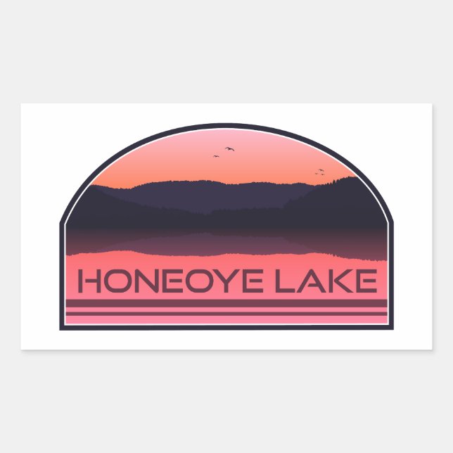 Honeoye Lake New York Red Sunrise Rectangular Sticker (Front)
