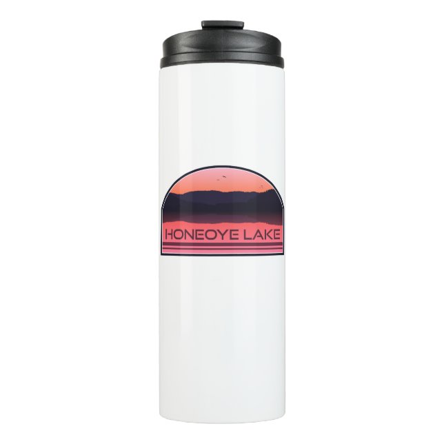 Honeoye Lake New York Red Sunrise Thermal Tumbler (Front)