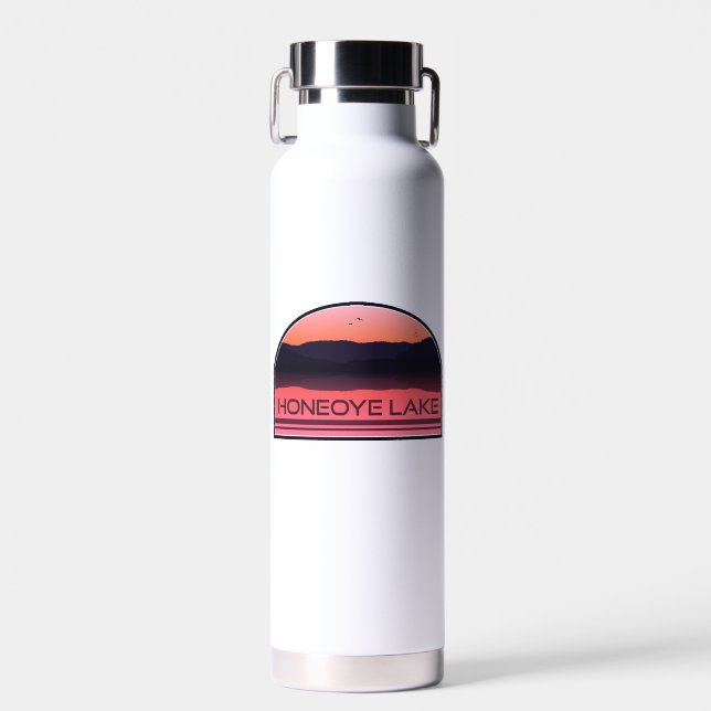 Honeoye Lake New York Red Sunrise Water Bottle (Front)