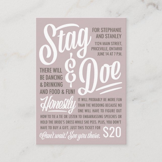 Honestly Stag & Doe Ticket (Front)