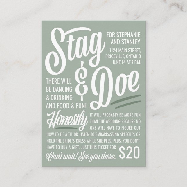 Honestly Stag & Doe Ticket (Front)