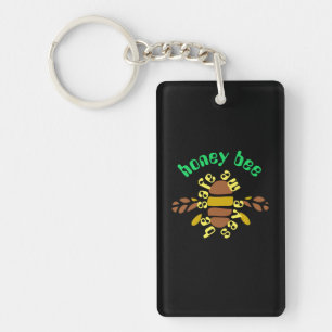 Honey Acrylic keyholders - black rectangle Key Ring