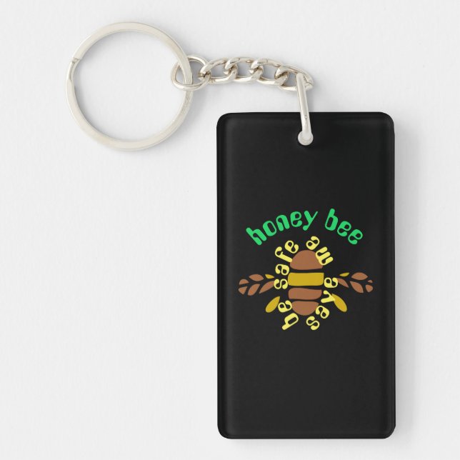 Honey Acrylic keyholders - black rectangle Key Ring (Front)
