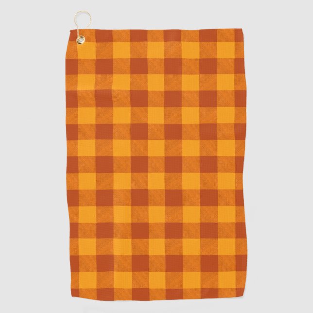 Honey Amber Buffalo Check Golf Towel (Front)