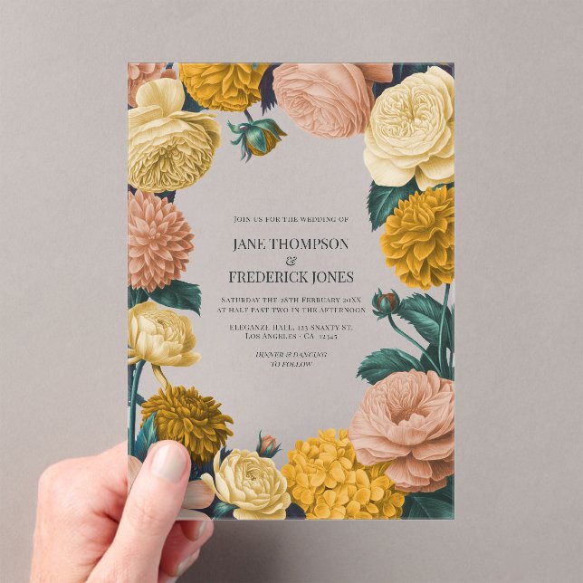 Honey Amber, Caramel Rose & Soft Marzipan Wedding Acrylic Invitations (Insitu (Handheld))