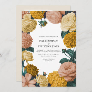 Honey Amber, Caramel Rose & Soft Marzipan Wedding Invitation