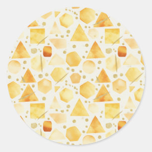 Honey & Amber Watercolor Geometric gold Pattern Classic Round Sticker