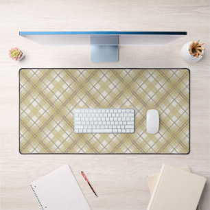 Honey and Cream Diagonal Plaid Desk Mat