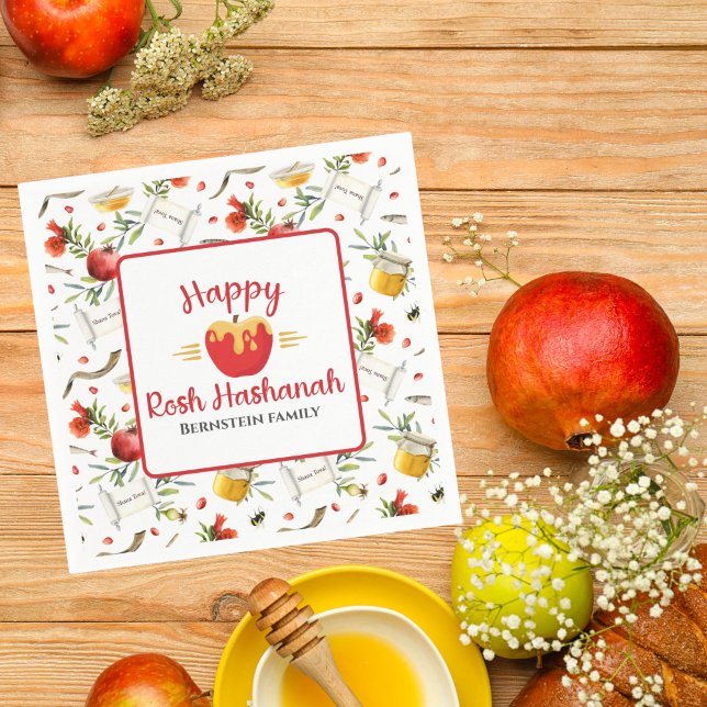 Honey Apple Jewish Happy Rosh Hashanah  Napkin (Creator Uploaded)