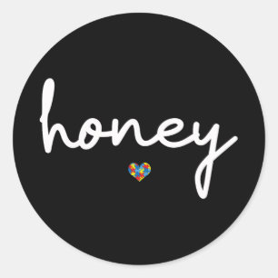 Honey Autism Awareness Heart Honey Mothers Day  Classic Round Sticker