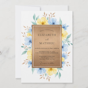 Honey Azure Painted Wedding Invitation