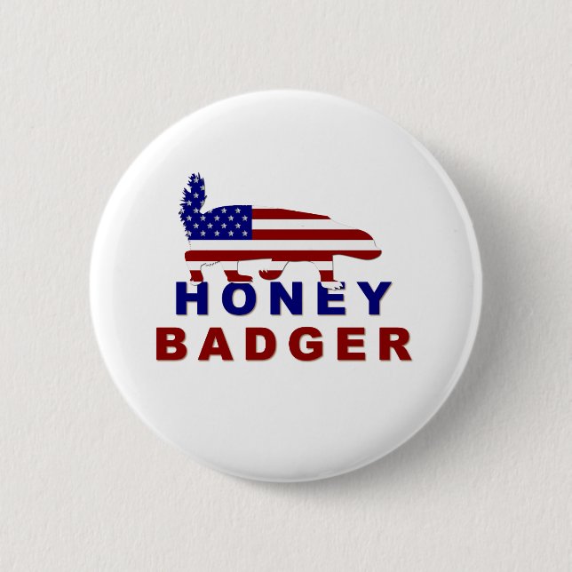 honey badger american flag 6 cm round badge (Front)