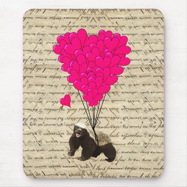 Honey badger and heart mouse pad (Front)
