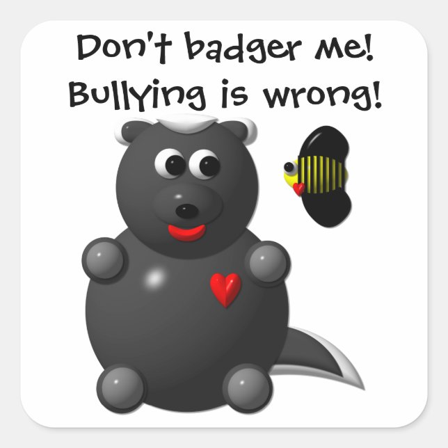 Honey Badger and Honey Bee Square Sticker (Front)