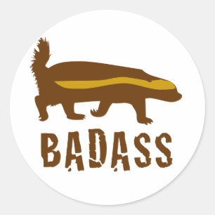 honey badger badass classic round sticker