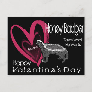 Honey Badger Be Mine Valentine's Day Postcards