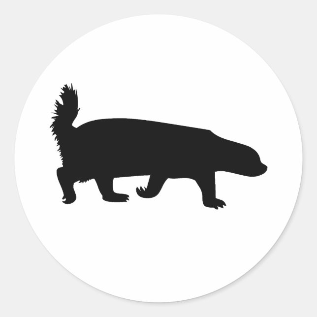 Honey Badger Black Classic Round Sticker (Front)