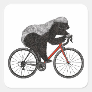 Honey Badger Cycling Funny Badass Animal Cyclist Square Sticker