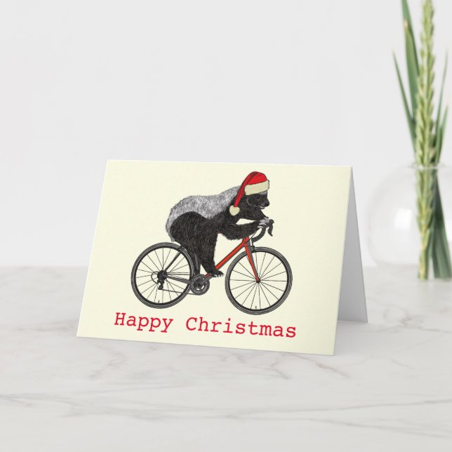 Honey Badger Cycling Funny Badass Festive Cyclist  Card (Front)