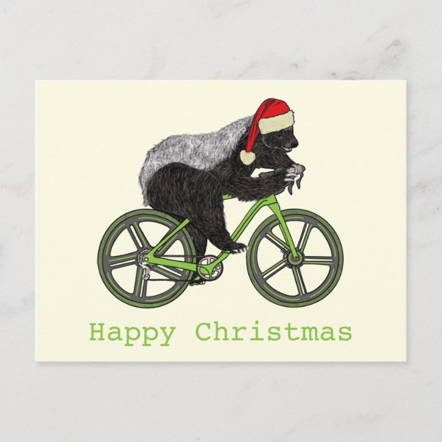 Honey Badger Cycling Funny Badass Festive Cyclist  Postcard (Front)