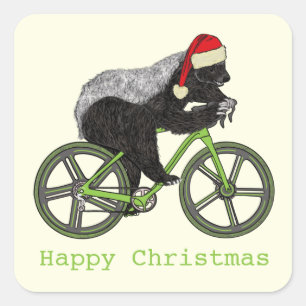 Honey Badger Cycling Funny Badass Festive Cyclist  Square Sticker