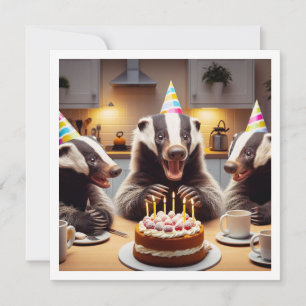 Honey badger eating cake, honey badger invitation