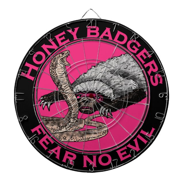 Honey Badger Fear no Evil Funny Badass Slogan Pink Dartboard (Front)