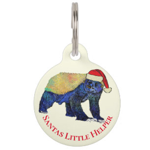 Honey Badger Funny colourful Festive Irony Santa Pet Tag