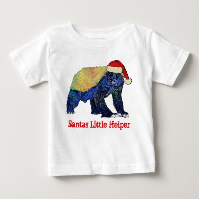 Honey Badger Funny Funky Festive Irony Santa Quote Baby T-Shirt (Front)