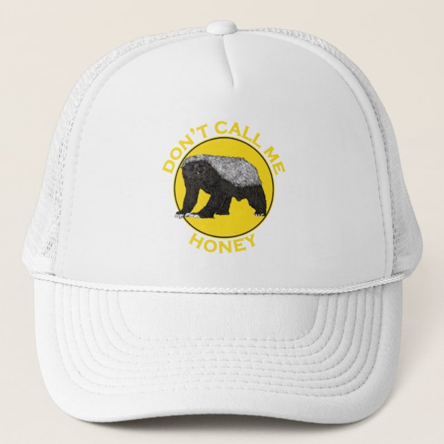 Honey Badger Funny Slogan Dont call me Yellow Pun Trucker Hat (Front)