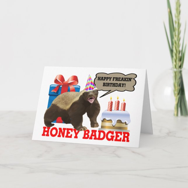 Honey Badger Happy Freakin' Birthday Card (Front)