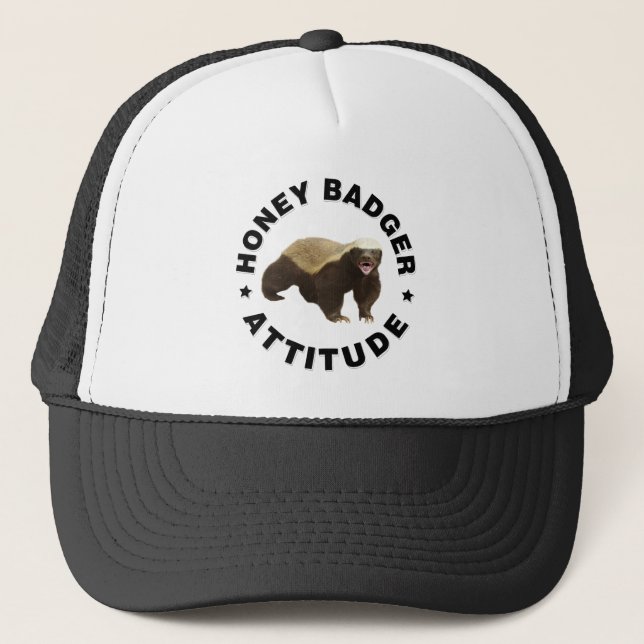 Honey badger has attitude trucker hat (Front)