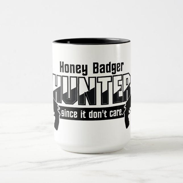 Honey Badger Hunter mug - choose style & colour (Center)