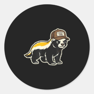 Honey Badger I Don't Care Trucker Funny Animal Art Classic Round Sticker