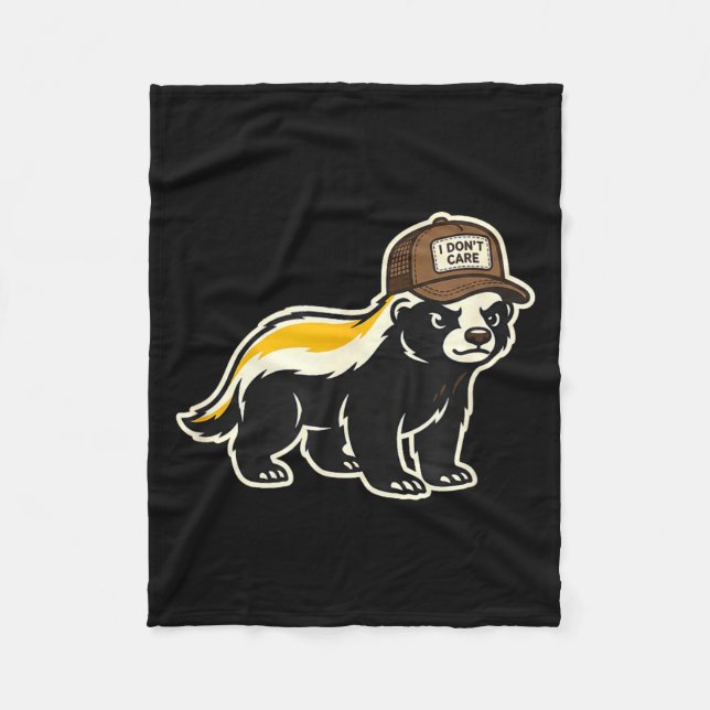 Honey Badger I Don't Care Trucker Funny Animal Art Fleece Blanket (Front)