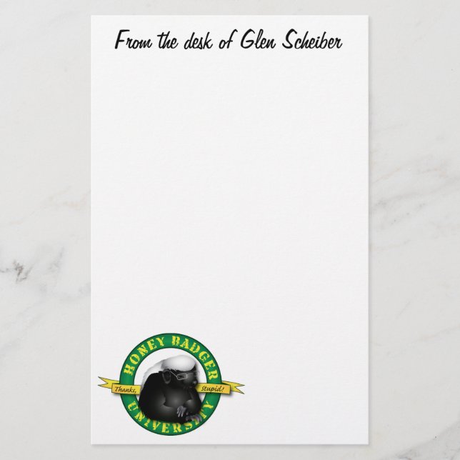 Honey Badger NotePad Stationery (Front)