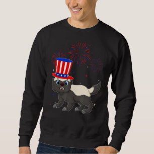 Honey Badger Red White Blue Fireworks Decor 4th Of Sweatshirt