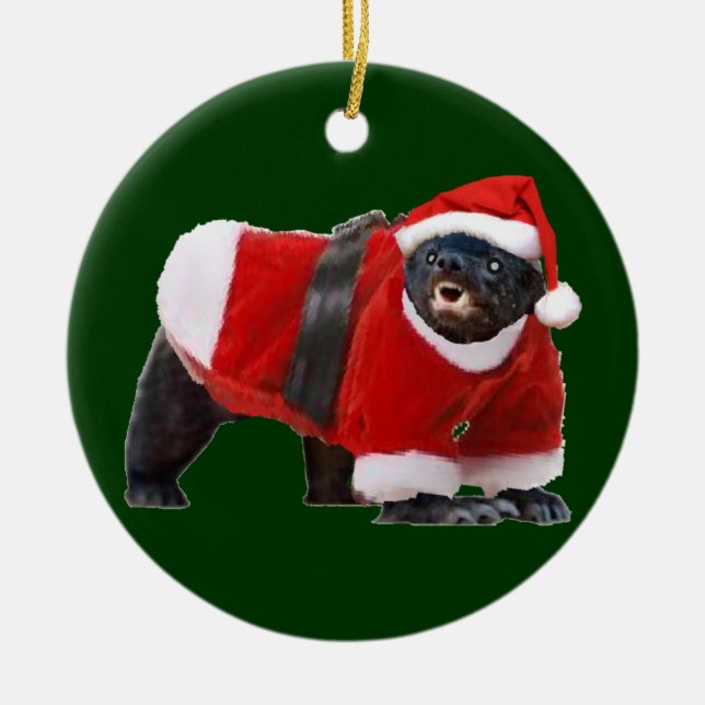 Honey Badger Santa Christmas Tree Ornament (Front)