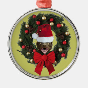 Honey Badger Santa Hat Christmas Tree Ornament